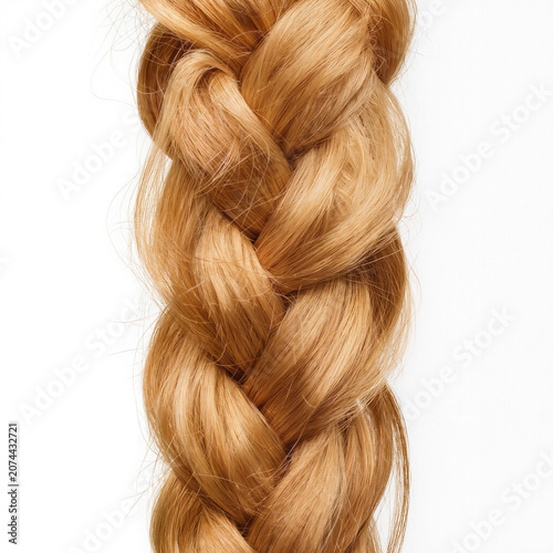 Braided strands of golden hair shining in soft light
