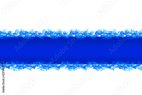 Abstract Blue Flame Border Banner Template. Glowing Blue Fire Frame Background. Ethereal Blue Blaze Banner Ribbon