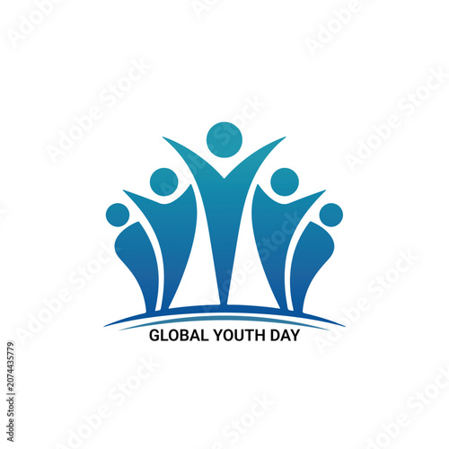 Global Youth Day T-Shirt Design – Blue Unity and Empowerment Logo Vector
