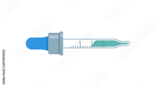 Dropper with blue liquid and measurement scale, scientific tool