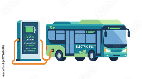 Electric Bus Charging at Station: Sustainable Transport, Future Mobility, Clean Energy