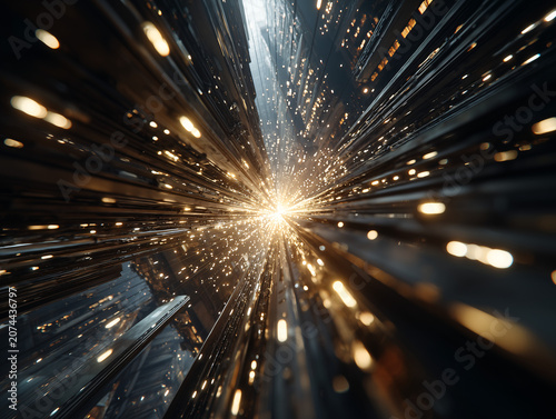 Futuristic Light Streaks and Sparkles Creating a Dynamic Visual Effect