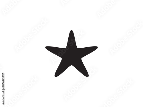 Minimalist black silhouette icon of a five pointed star with silhouette, isolated