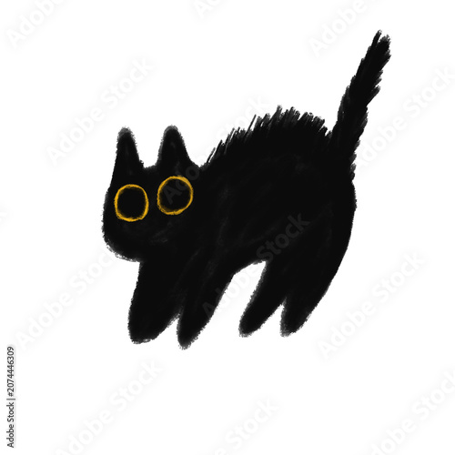 Tableau sur toile Shocked black cat illustration