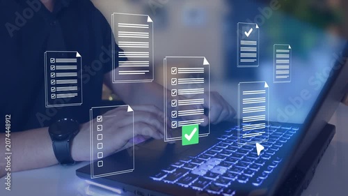  Artificial intelligence, check electronic documents on digital documents on virtual screen Document Management System
