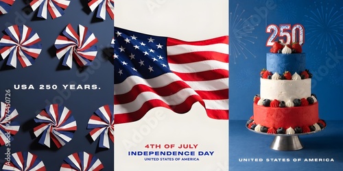 USA 250 Years Independence Day Celebration | 4th of July 2026 Patriotic Red White Blue American Anniversary Design