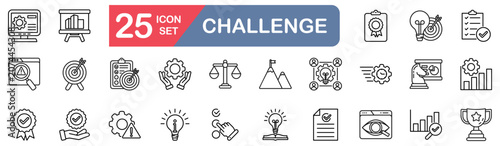 Tableau sur toile Challenge set of web icons in line style