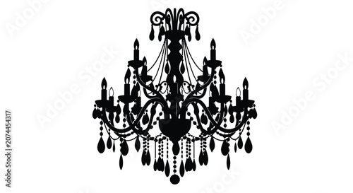 Photos Black chandelier silhouette on white background