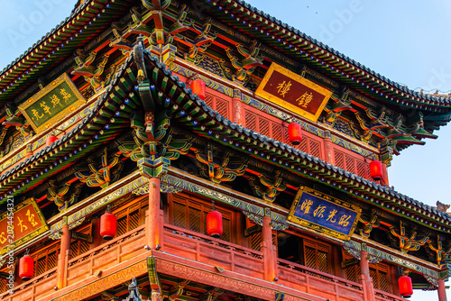 Datong, China - May 9 2026: The imposing façade of Datong Drum Tower showcases traditional Chinese architecture with elegant wooden construction, layered roofs, and enduring historical grandeur
