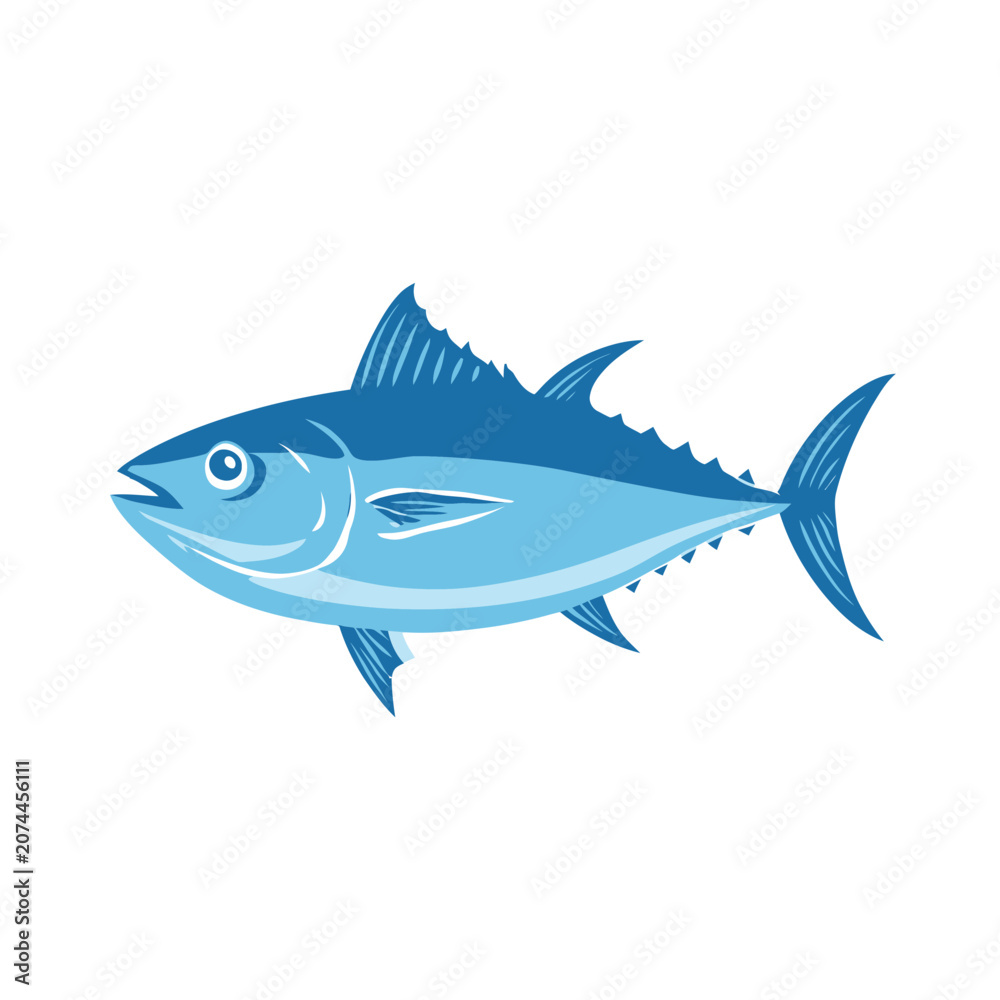 Fototapeta premium Blue Tuna Fish Vector Illustration Isolated