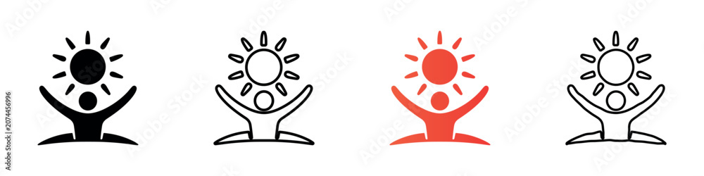 Fototapeta premium Person holding sun above head, representing joy and energy