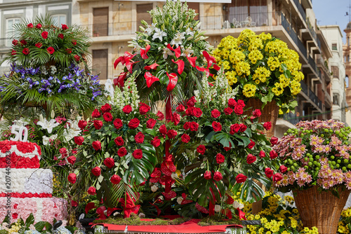 Bild auf Leinwand Colorful flower display created for traditional festival celebration