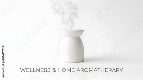 Aromatherapy diffuser with smoke on white background for home wellness and relaxation