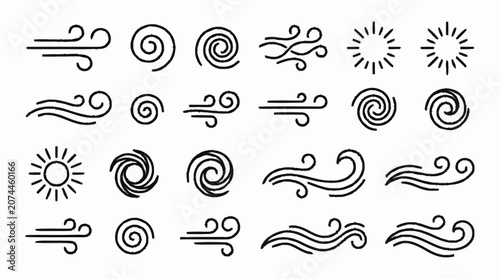 Obraz na płótnie Collection of abstract swirl and wave line art icons.