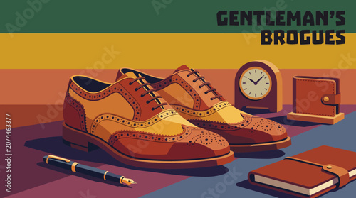 Modern men's genuine leather brogue shoes with decorative details and elegant business style