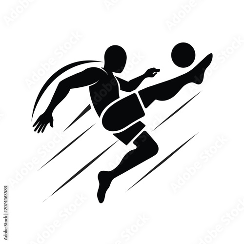 Football player's powerful shot silhouette vector icon