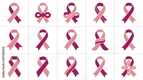 Collection of various pink awareness ribbon designs for medical and social cause awareness.