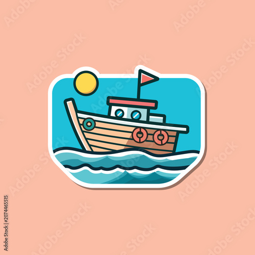 vector illustration of a boat in the sea