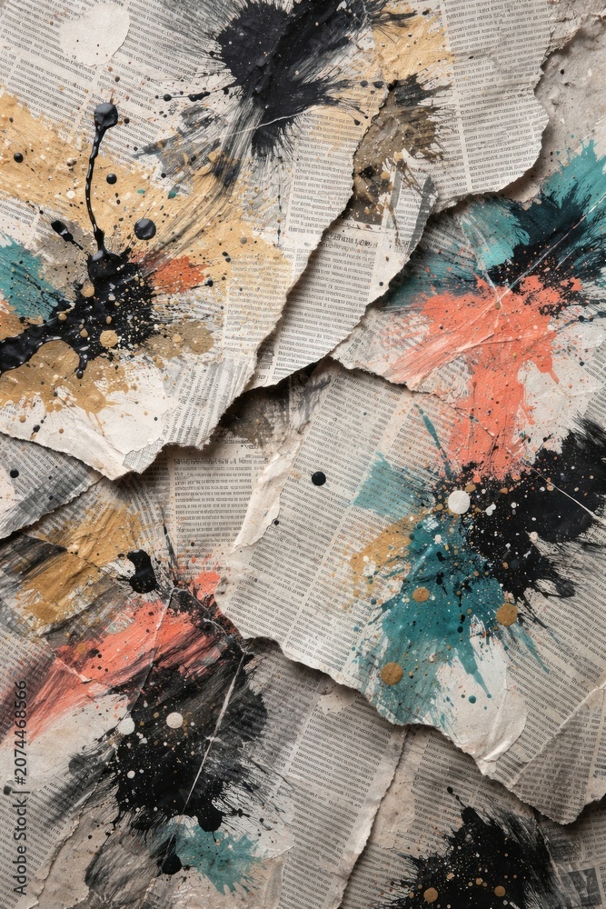 Fototapeta premium Abstract newspaper paint splatter