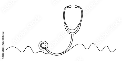 Foto Continuous single line drawing of a medical stethoscope for doctor and healthcar
