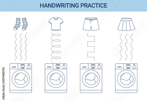Laundry Handwriting Practice Worksheet for Preschool Kids