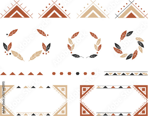 vector illustration of a set of abstract geometric shapes
Set of hand-drawn boho vector frame elements with organic shapes, botanical illustrations, celestial icons, editable vector design.