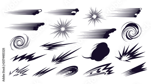 Abstract Brush Strokes Illustration, Black and White Graphic Elements