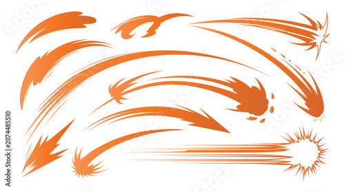 Orange Brush Stroke Arrows Vector Illustration