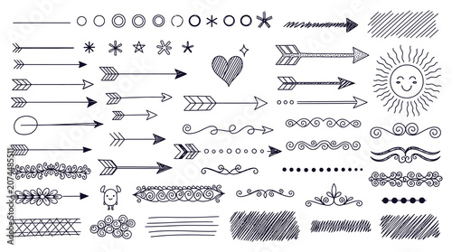 Black and white arrow icons and design elements illustration