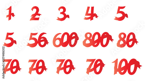Red numbers illustration, distressed font style