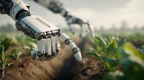 Robotic Hand Monitoring Crops in Field for Autonomous AI Smart Agriculture.