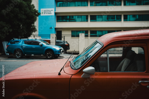 Vintage red car on the street