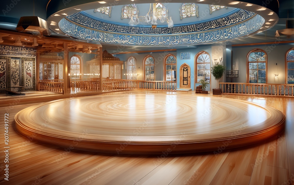 Obraz premium Ornate Interior Hall with Whirling Space Concept and Unique Design