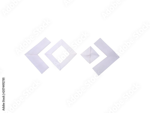 Geometric paper shapes arranged in a creative abstract design isolated on transparent background