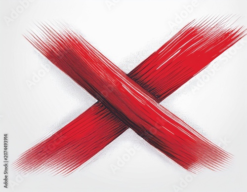 hand drawn red x sign on white background