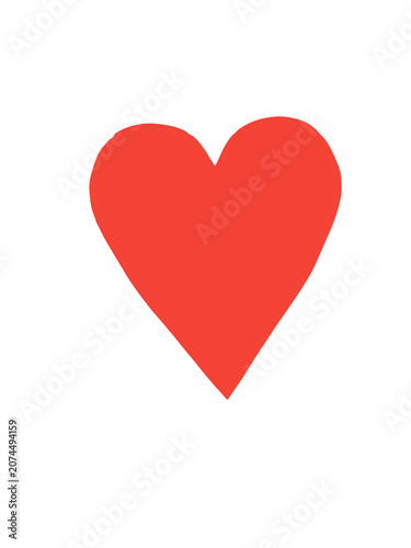 Simple red heart shape symbol for romantic love and passion isolated on transparent background