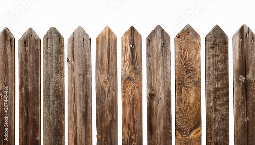 old wooden fence isolated on white background
