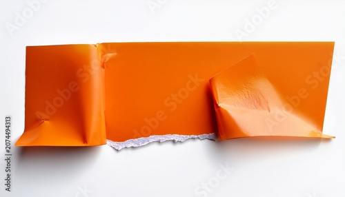 ripped torn paper adhesive orange masking tape on white background