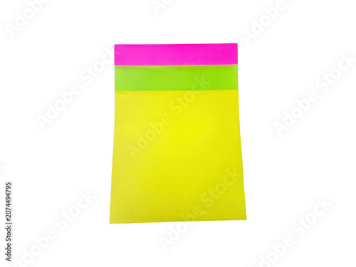 Stack of bright colorful sticky notes for school and office isolated on transparent background