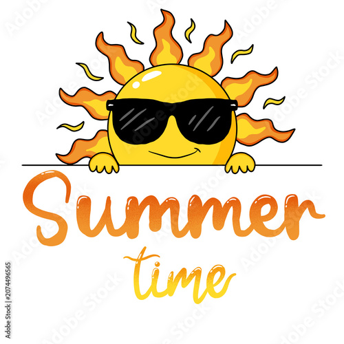 Greeting summer time with sun glasses