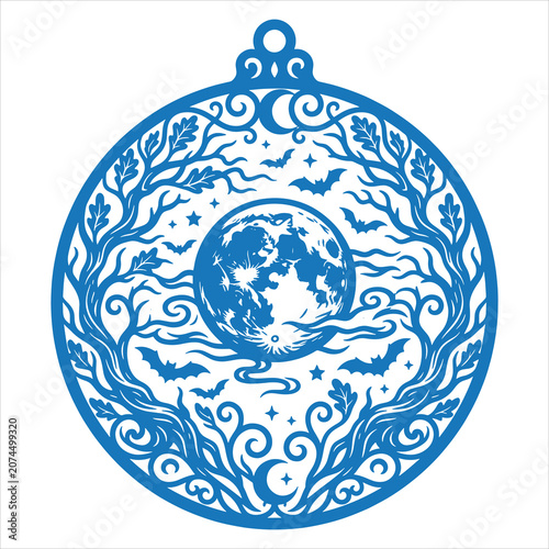 Moon Ocean Night Ornament SVG