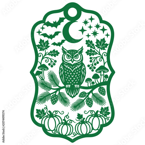 Mystical Owl Forest Moon Door Hanger SVG