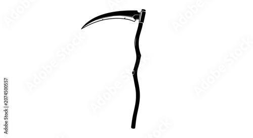 Foto Grim reaper scythe vector illustration, gothic death scythe with curved blade, b
