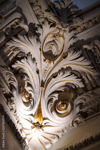 Fotografija Decorative classical ceiling plaster cornices with intricate floral and foliate