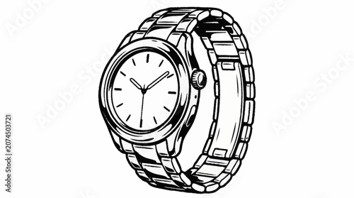 Quadro su tela Detailed drawing of metal wristwatch.