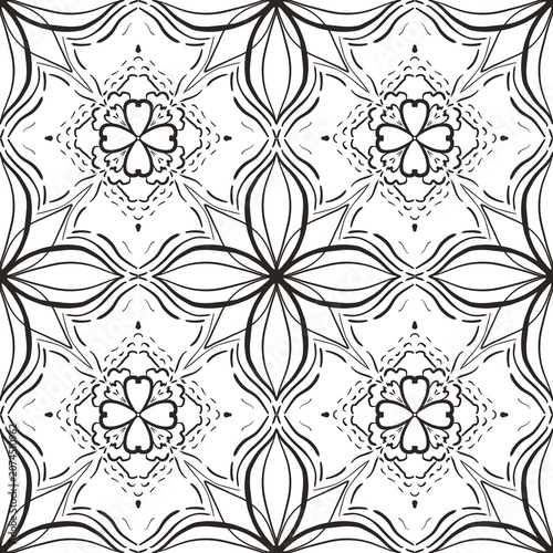 Abstract Floral Line Pattern | Seamless Mandala Style Background
