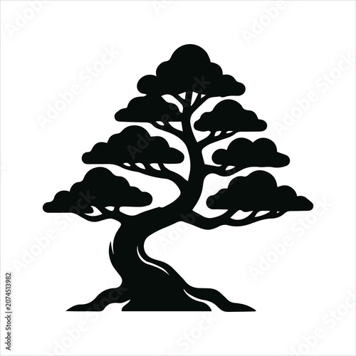 Bonsai Tree Silhouette Vector Illustration
