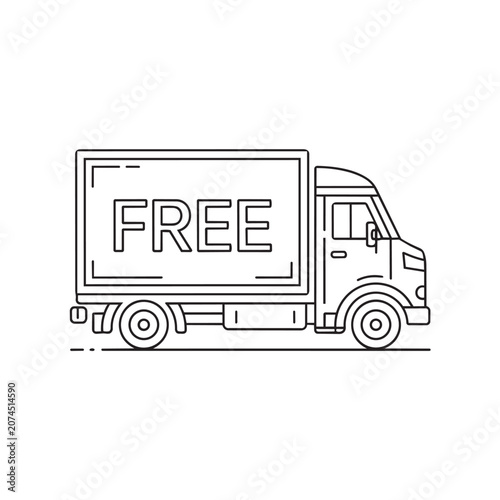Free delivery truck icon line art illustration Vector