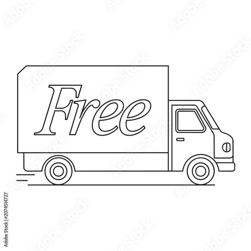 Free delivery truck icon in black and white line art style Vector