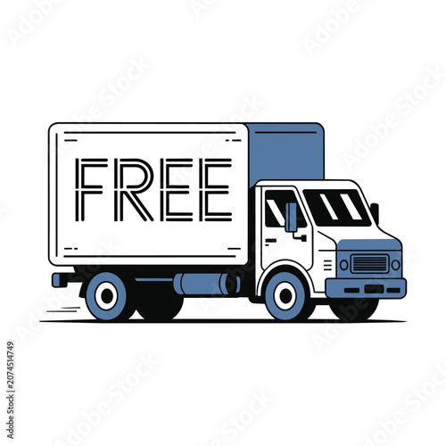 Delivery truck with free shipping text design Vector
